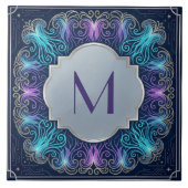 Carreau Enchanting  Monogram Teal Purple Swirls Decorative (Devant)