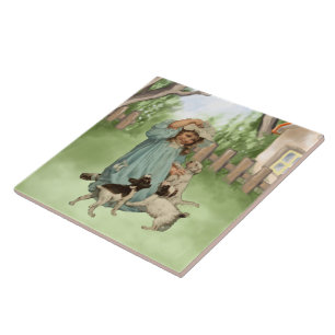 Carreau Enfant Vintage avec des chiens de Terrier