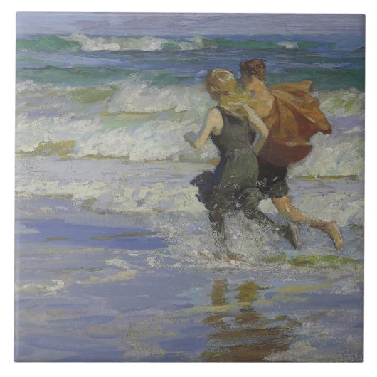 Carreau Enfants à la plage (par Edward Henry Potthast) (Devant)