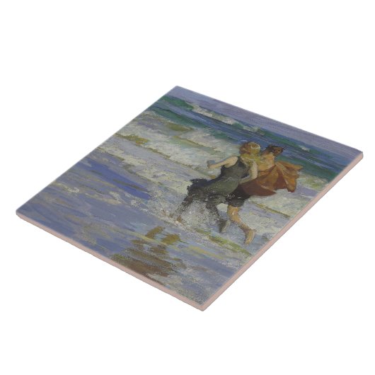 Carreau Enfants à la plage (par Edward Henry Potthast) (Côté)