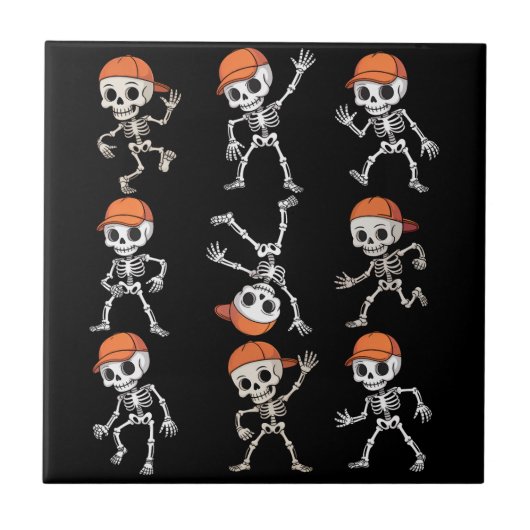 Carreau Enfants Danse Squelette Halloween (Devant)