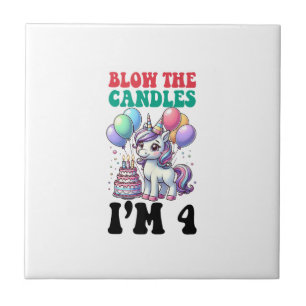 Carreau Enfants licorne 4ème fête d'anniversaire garçon 4