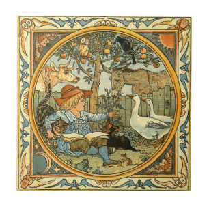 Carreau Enfants vintages et animaux par Walter Crane