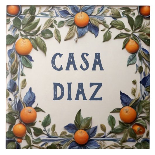 Carreau Enseigne de nom de maison personnalisée Oranges Es (Devant)
