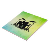 Carreau Ensemble de tambour monogramme vert (Côté)