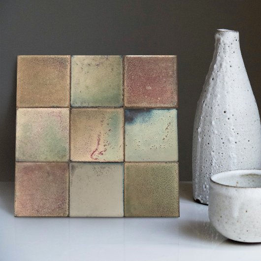 Carreau Ensemble de tons de terre marbrée en mosaïque de 9
