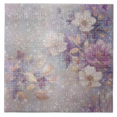 Carreau Éperche florale violette en or glam (Devant)