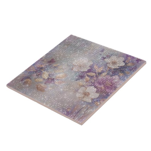 Carreau Éperche florale violette en or glam (Côté)