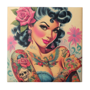 Carreau Épingle à tatouage rétro