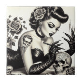 Carreau Épingle de goth tatoué rétro (Devant)