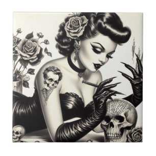 Carreau Épingle de goth tatoué rétro