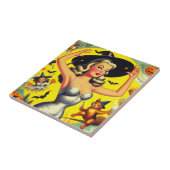 Carreau Épingle rétro Halloween sorcière (Côté)