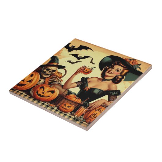 Carreau Épingle vintage d'Halloween (Côté)