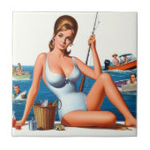Carreau Épinglette de pêche rétro (Devant)