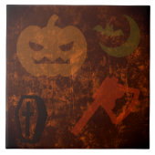 Carreau Épouvantes d'Halloween sur fond sinistre (Devant)
