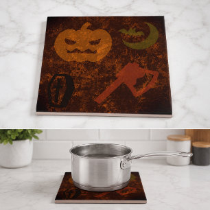 Carreau Épouvantes d'Halloween sur fond sinistre