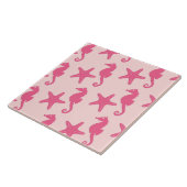 Carreau Équestre et étoile de mer - corail rose (Côté)