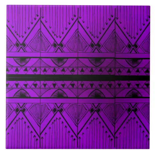 Carreau Équilibre noir pourpre de lavande de conception (Devant)