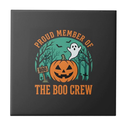 Carreau Équipe de fantômes de design de citrouille Hallowe (Devant)
