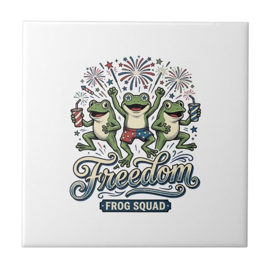 Carreau Équipe de grenouille de liberté Conception de chem (Devant)