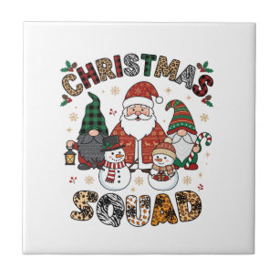 Carreau Équipe de Noël Santa Gnomes Bonshommes de neige Lé