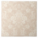 Carreau Équipe romaine de Floral Damask<br><div class="desc">Elegant vintage-inspirred floral damask design featuring chic monochrome light-on-dark pastel cream flowers,  leafy scrolls and swagages of delicate lacy ribbons. This pattern is seamless and can be scaled up or down.</div>