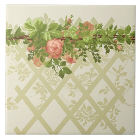 Carreau Ere Victorienne Pose Rose Pose Trellis Frieze (Devant)