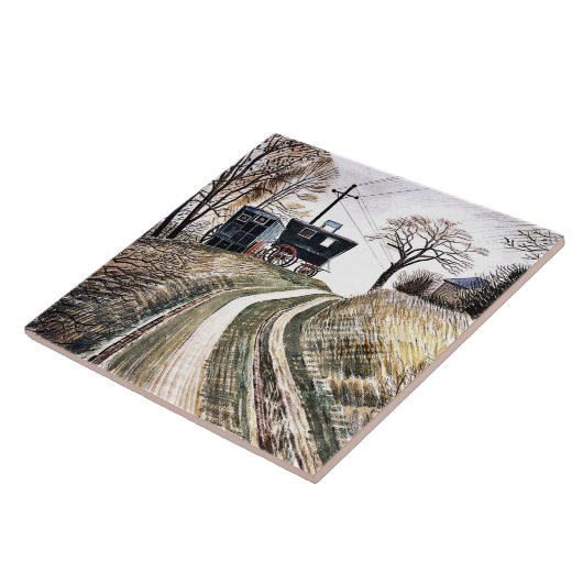 Carreau Eric Ravilious - Caravanes, (Côté)