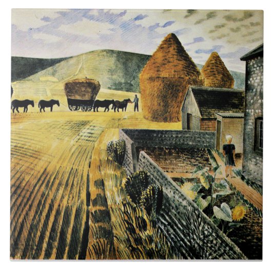 Carreau Eric Ravilious - Furlong, peinture d'art, (Devant)