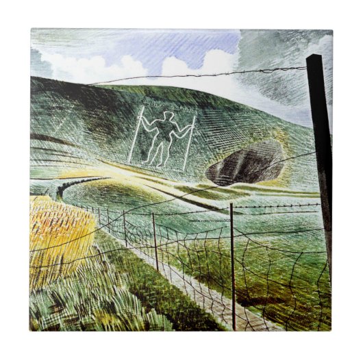 Carreau Eric Ravilious - Le Géant de Wilmington, (Devant)