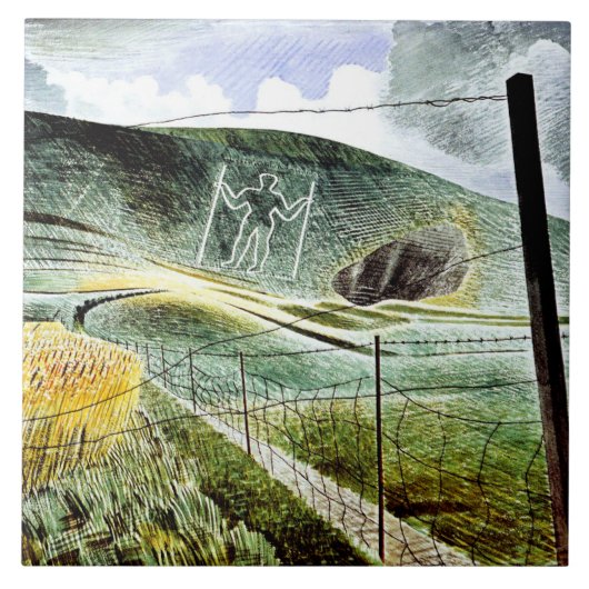 Carreau Eric Ravilious - Le Géant de Wilmington, beaux-art (Devant)