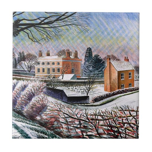 Carreau Eric Ravilious - Le Vicarage en hiver (Devant)