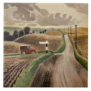 Carreau Eric Ravilious, Paysage Wiltshire,