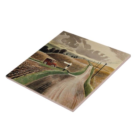 Carreau Eric Ravilious, Paysage Wiltshire, (Côté)