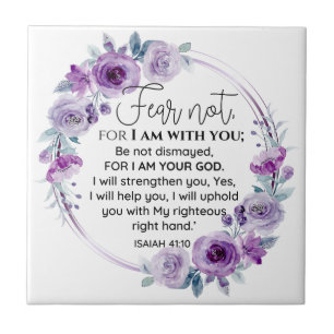 Carreau Esaïe 41:10 Crainte non violet Écriture florale