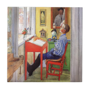 Carreau Esbjorn Faire ses devoirs par Carl Larsson
