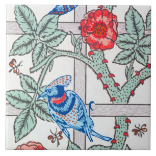 Carreau Escalade Rose et petit oiseau, William Morris