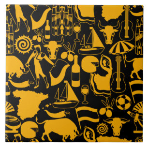 Carreau Espagne et traditions espagnoles Noir et Orange