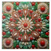 Carreau Espagne Noël Star Peinture à la main Terracotta No (Devant)