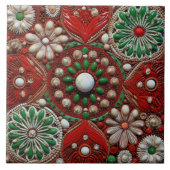 Carreau Espagne Noël Star Peinture à la main Terracotta no (Devant)