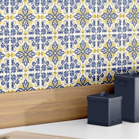 Carreau Espagnol Azulejo Moderne Elégant Bleu Jaune