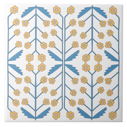 Carreau Espagnol Bleu Rose Floral Méditerranée (Devant)