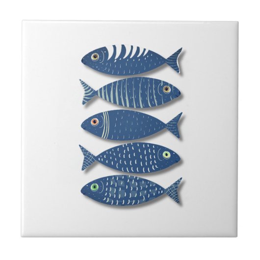 Carreau Esprit de Mer Illustrations Modernes de Poissons C (Devant)