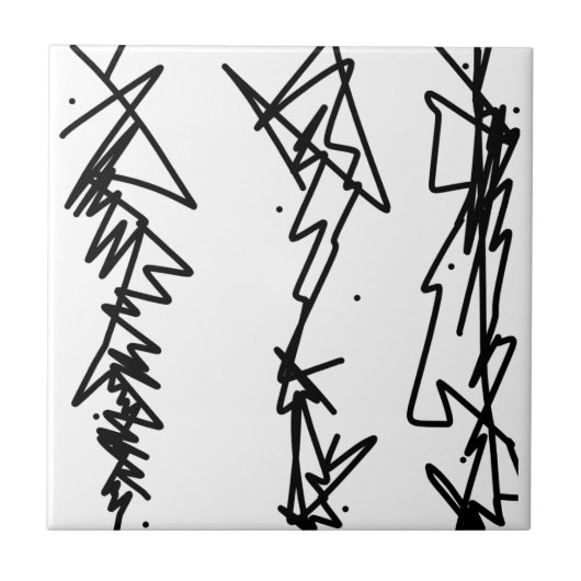 Carreau Esquisse d'art Abstrait noir blanc (Devant)