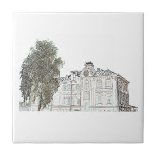 Carreau Esquisse de l'architecture ancienne synagogue