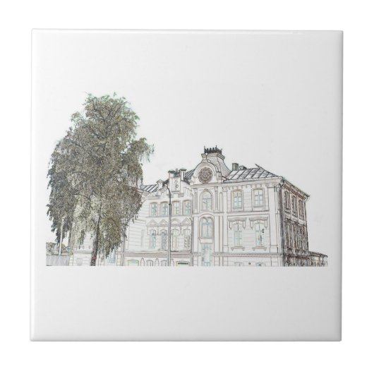 Carreau Esquisse de l'architecture ancienne synagogue (Devant)