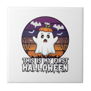 Carreau Est Premier Fantôme de Halloween Citrouille Chapea