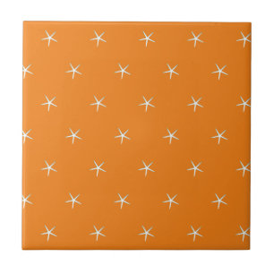 Carreau Estarfish blanche Motif Orange Nautical Beach Déco