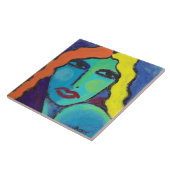 Carreau Et maintenant ? Portrait Abstrait coloré d'une fem (Côté)