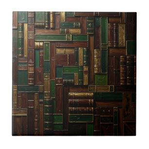Carreau Étagère de bibliothèque antique verte et dorée